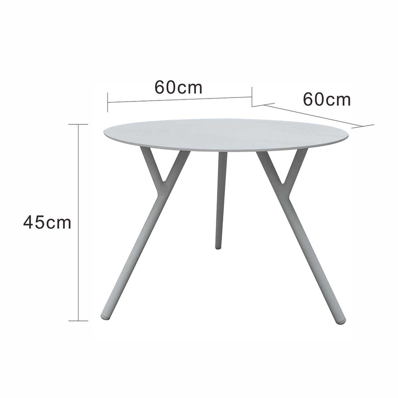 Aluminium outdoor furniture set with Iowa coffee table in light grey, perfect for stylish outdoor relaxation.