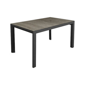 Charcoal-grey 140 cm ceramic dining table from the 'Clifton' range, perfect for alfresco furniture setups, displayed on a plain white background, viewed from a front angle.