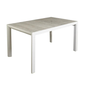 White 140 cm ceramic dining table from the 'Clifton' range, perfect for alfresco furniture setups, displayed on a plain white background, viewed from a front angle.