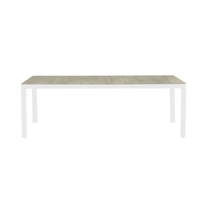 White 220 cm ceramic dining table from the 'Clifton' range, perfect for alfresco furniture setups, displayed on a plain white background, viewed from the front.