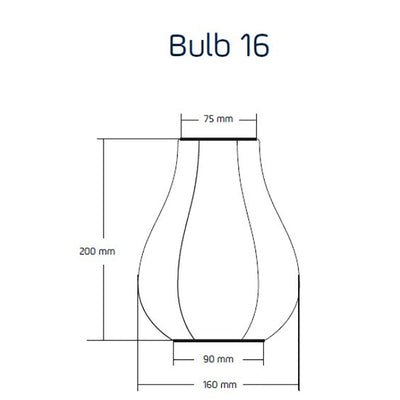 Diagram showing the dimensions of the Lumiz Bulb outdoor lantern, designed for efficient outdoor lighting in living spaces.