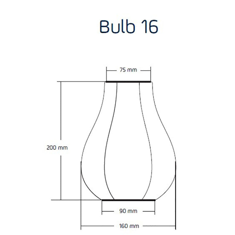 Diagram showing the dimensions of the Lumiz Bulb outdoor lantern, designed for efficient outdoor lighting in living spaces.