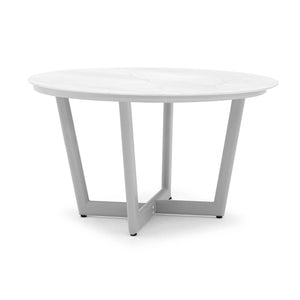 Colwood Outdoor Aluminium Round Dining Table with Ceracmic Glass Top 110 cm