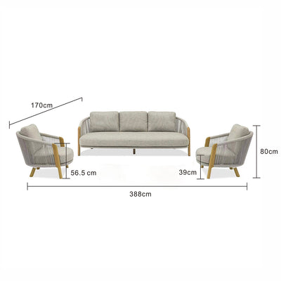 Milano 5 Seater Outdoor Teak and Rope Lounge