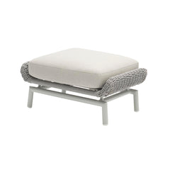 Light-grey modern rope 'Sorrento' outdoor ottoman, great for alfresco furniture setups, displayed on a plain white background, viewed from a front angle.