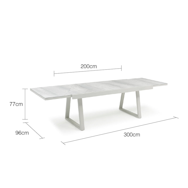 Mykonos Outdoor Aluminium Extension Table with Ceramic Glass Top