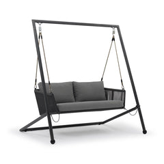 168 cm dark grey rope 'Truro' hanging chair, great for enhancing outdoor living, displayed on a plain white background, viewed from a front angle.