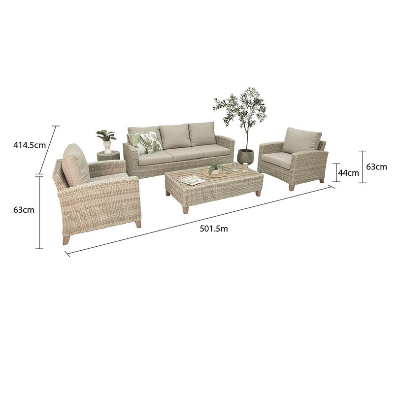 Leeds 5 Seater Outdoor Wicker Lounge