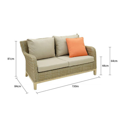 Noosa 2 Seater Outdoor Wicker Lounge