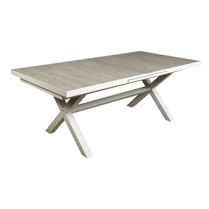 White 201/261 cm extendable ceramic outdoor dining table from the &