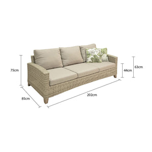 Leeds 3 Seater Outdoor Wicker Lounge