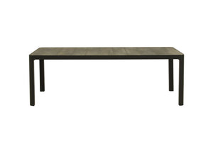 Charcoal-grey 220 cm ceramic dining table from the 'Clifton' range, perfect for alfresco furniture setups, displayed on a plain white background, viewed from the front.